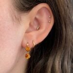 Antique Citrine and Diamond Yellow Gold Stonewall Earrings, Circa 1880