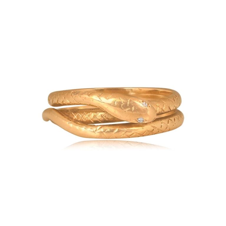 Antique Diamond Coiled Snake Zora Ring, Circa 1880