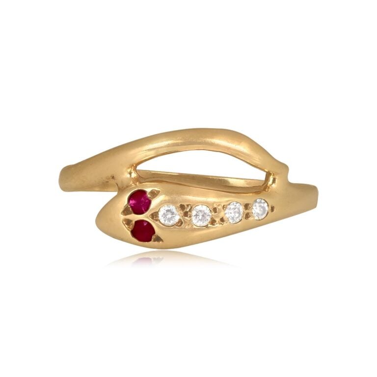 Vintage Diamond and Ruby Snake Sagrada Ring, Circa 1970