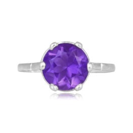 2.37ct round cut amethyst platinum art deco ring Marana ring 15683 TV