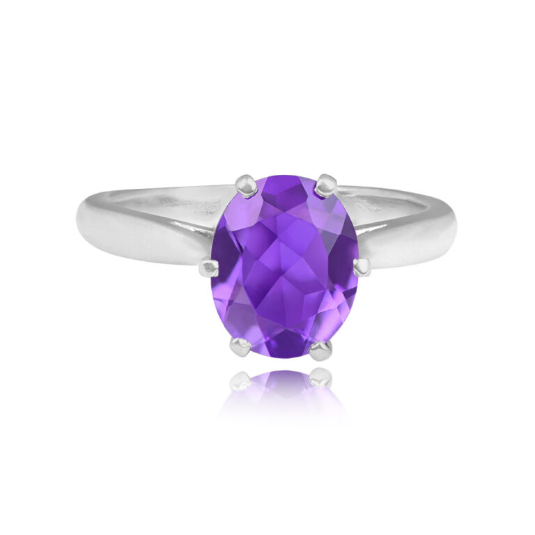 French Vintage 2.08ct Oval Cut Amethyst Acton Ring, Circa 1950