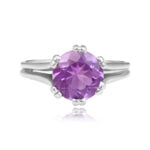 1.92 carat round cut amethyst center stone ring Shorey ring 15685