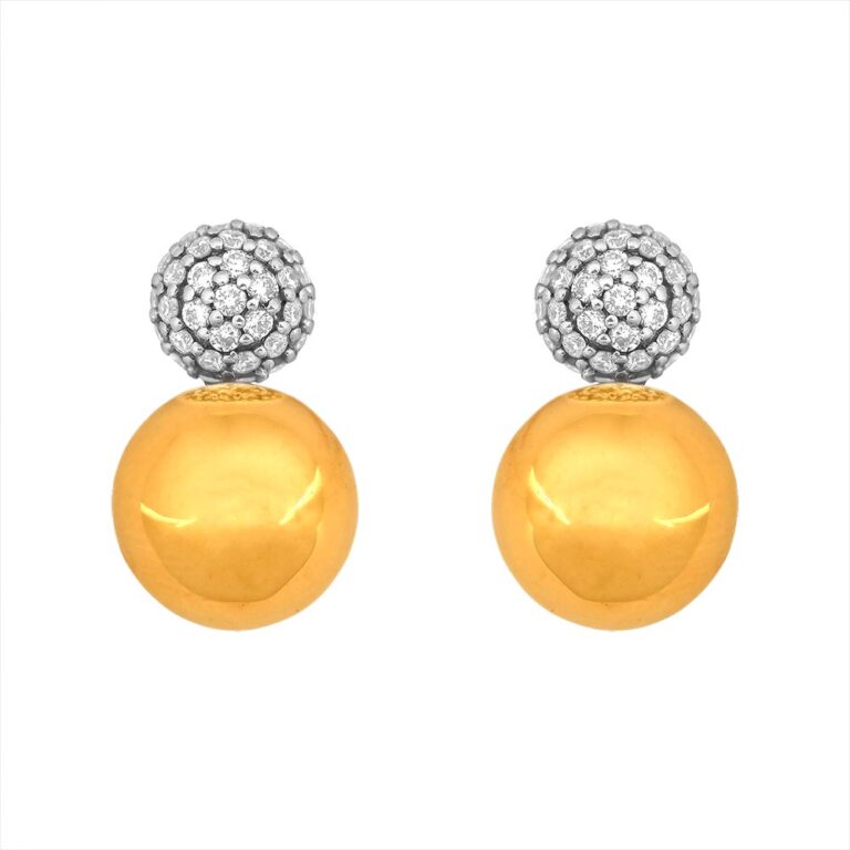 Diamond 18k White and Yellow Gold Corrigan Earrings