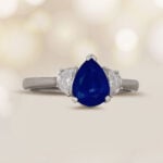 1.50 carat Pear Shaped Sapphire with Moon Diamonds Perry Ring 15766