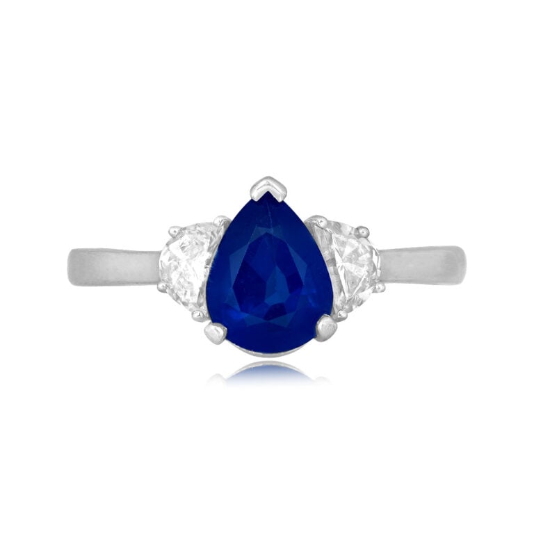 1.50ct Pear Shaped Sapphire with Moon Diamonds Perry Ring