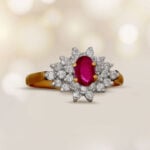 Vintage Pink Tourmaline and Diamond Floral yellow gold Maplewood Ring 15767