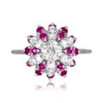 round brilliant and single cut diamonds with pink sapphire floral Midway Ring 15768