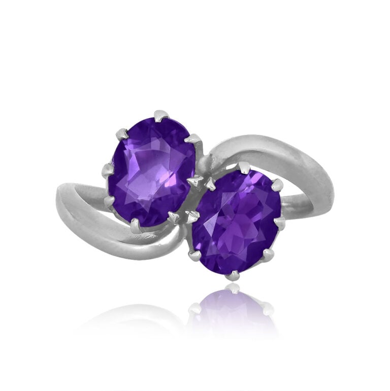 Antique Toi Et Moi 2.35ct Amethyst Platinum Bradley Ring