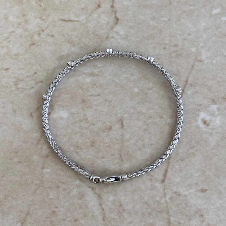 Vintage 14k White Gold Diamond Antimony Bracelet