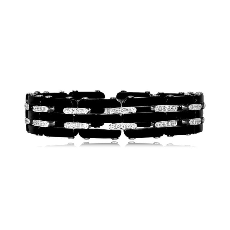Onyx and Diamond Brick Link Kelsey Bracelet
