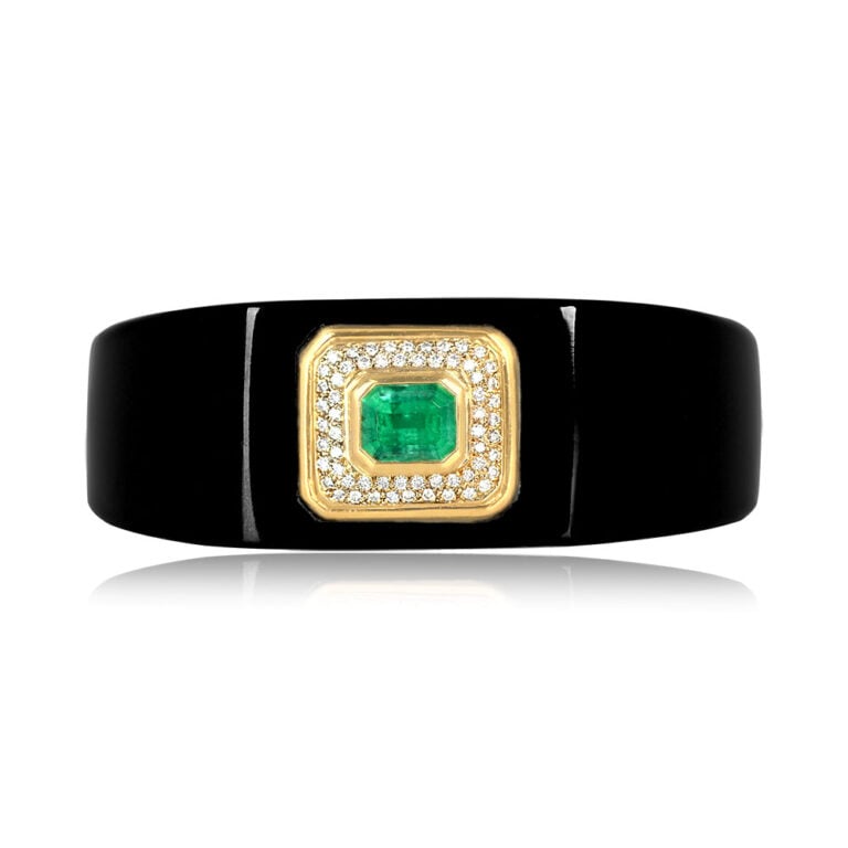 Black Jade, Diamond and Emerald Swifton Bangle