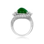 Vintage Jadeite and Diamond halo twist Gilmer Ring, Circa 1950 EF-R1052