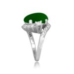 Vintage cabochon Jadeite and Diamond Gilmer Ring, Circa 1950 EF-R1052