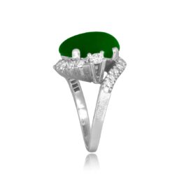 Vintage cabochon Jadeite and Diamond Gilmer Ring, Circa 1950 EF-R1052