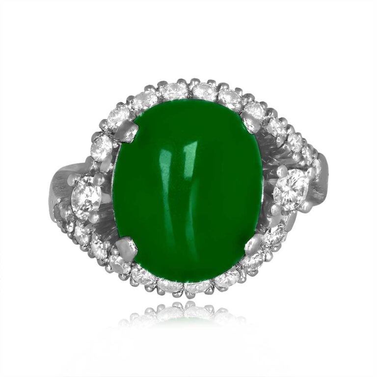 Vintage Jadeite and Diamond Gilmer Ring, Circa 1950