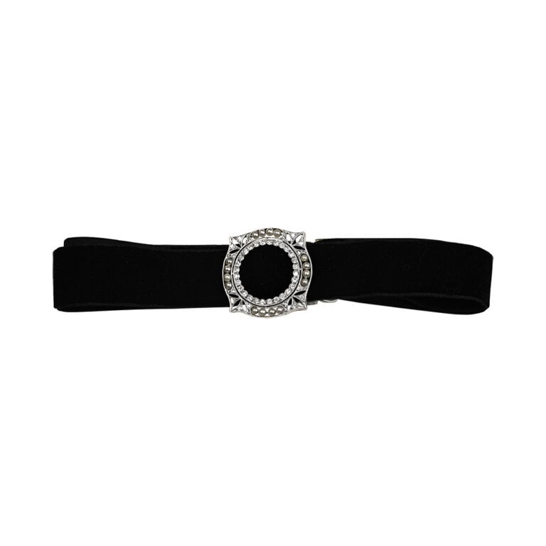 Edwardian Diamond and Pearl Velvet Doucette Collar Necklace, Circa 1900