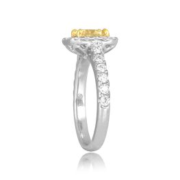1.14ct center Radiant Cut Yellow Diamond with Halo Dandridge Ring ROM53