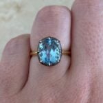 Bartley Ring featuring a 2.79 carat prong-set cushion cut aquamarine