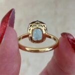 2.79 carat prong-set cushion cut aquamarine Bartley Ring