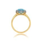 2.79ct Cushion Cut Aquamarine blackened platinum on yellow gold Bartley Ring 15730