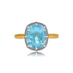 2.79 carat aquamarine center stone mounted on blackened platinum Bartley Ring 15730