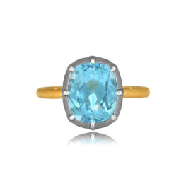 2.79 carat aquamarine center stone mounted on blackened platinum Bartley Ring 15730