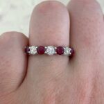 Maybell Band featuring old European cut diamonds in a shared prong setting