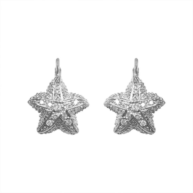 Vintage White Gold Diamond Starfish Pinedale Earrings