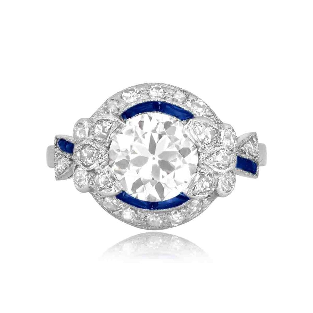 Antique Old Euro Diamond and Sapphire Ring 15790-TV