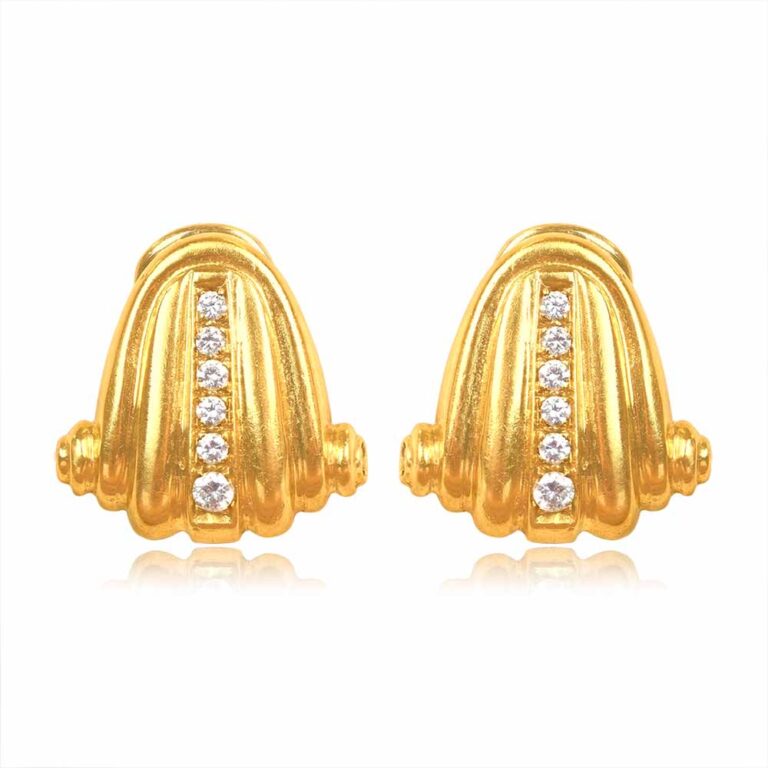Vintage Cartier Gold and Diamond Earrings, Circa 1950