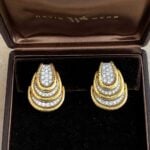 Diamond and Gold Draped Earrings, Circa 1980