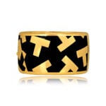 18 karat yellow gold black jade inlay design Tiffany Bangle 15806