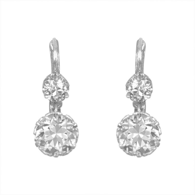 Edwardian platinum Diamond Mapleton Earrings