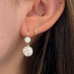 Mapleton Earrings featuring two prong-set old European cut diamonds on each earring