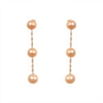 14 karat rose gold earrings with stationed pearl design Curtis Earrings 15812