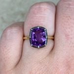 3.49 carat Elongated Cushion Cut Prong-Set Amethyst Center Finger 15819 f2