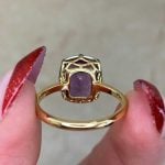 Elongated cushion cut amethyst center stone Back View f6 15819