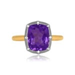 3.49 carat amethyst center stone on blackened platinum mounting Minden Ring 15819