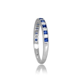 Diamond and Sapphire Platinum Half Eternity Ladue Band. 2.60mm 15823