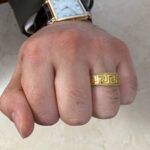 mens band featuring a unique design made in 18k yellow gold Kane Band 15828