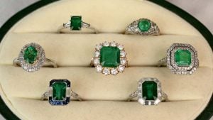 Collection of Zambian Emeralds in EDJ Collection NYC