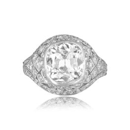 3.08ct cushion cut center diamond in bezel setting Clearfield Ring DAKA1