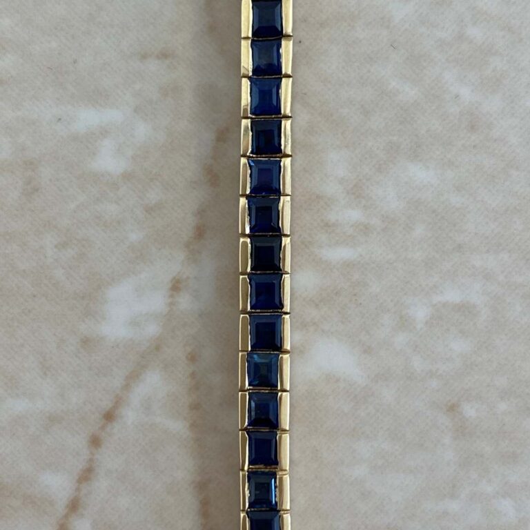 Vintage Calibre Sapphire Line Dilkon Bracelet, Circa 1980