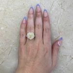 Vintage Fancy Yellow Diamond Halo Engagement Gretna Ring f1 ROM31