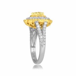 yellow and white gold Heart Shaped Yellow Diamond with Halo Gretna Ring ROM31