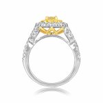Cushion Cut Yellow center diamond Double Halo Paxton Ring ROM62