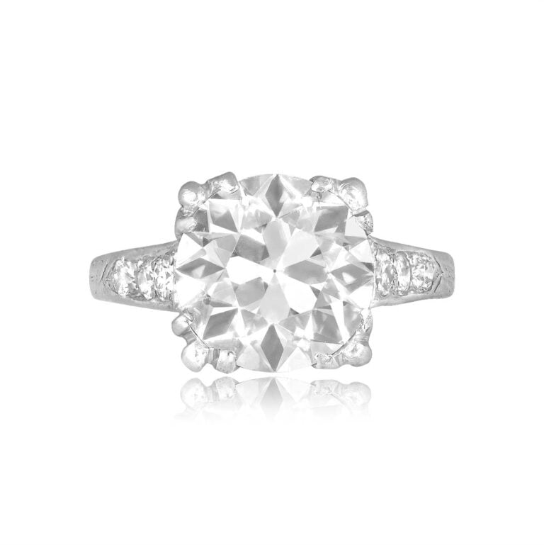 Antique GIA 3.80ct Old European Cut Diamond Camdenton Ring, Circa 1920