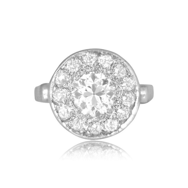 Vintage 1.54ct Old European Cut Diamond with Halo Canova Ring, Circa 1950