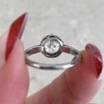 Antique Solitaire Diamond on Platinum Ring Back View f6 15615