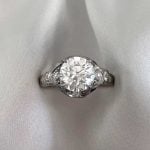 Art Deco Old European Cut Diamond Ring White Backdrop f5 15692